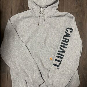 Carhartt Heather Gray Hoodie with Logo Sleeve